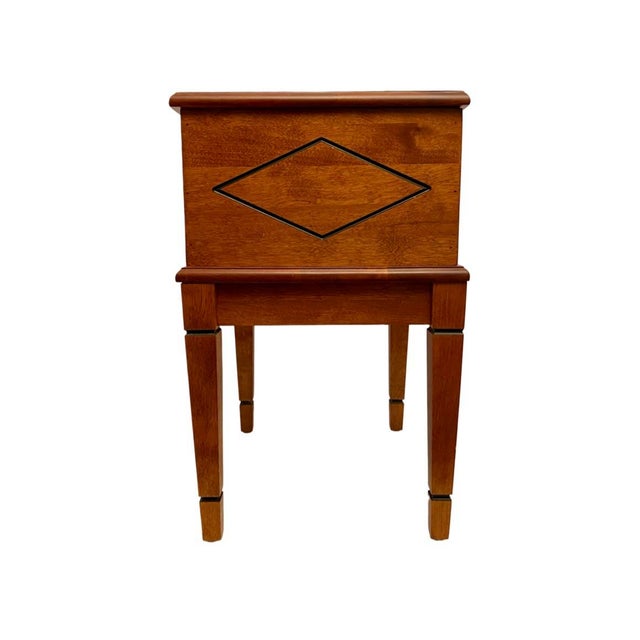 Wood Ethan Allen Solid Wood Lift Top Side Accent Table Inlaid Diamond Pattern (St). For Sale - Image 7 of 7
