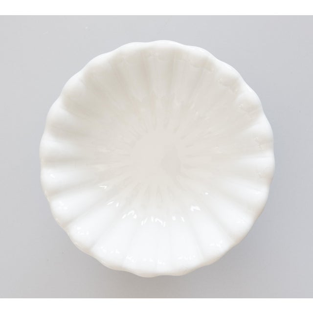French Country Vintage English Fluted White Ironstone Pedestal Bowl For Sale - Image 3 of 7