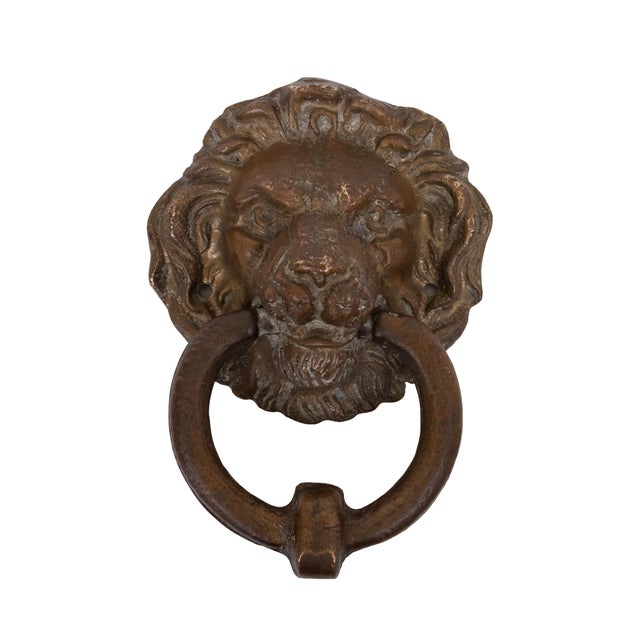 Brown Antique Bronze Lions Head Door Knocker, 1880s For Sale - Image 8 of 8