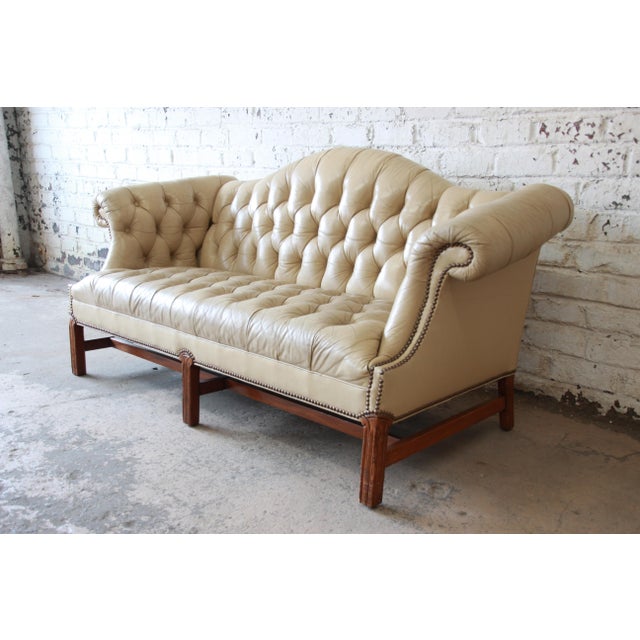 Vintage Tufted Tan Leather Chesterfield Sofa Chairish