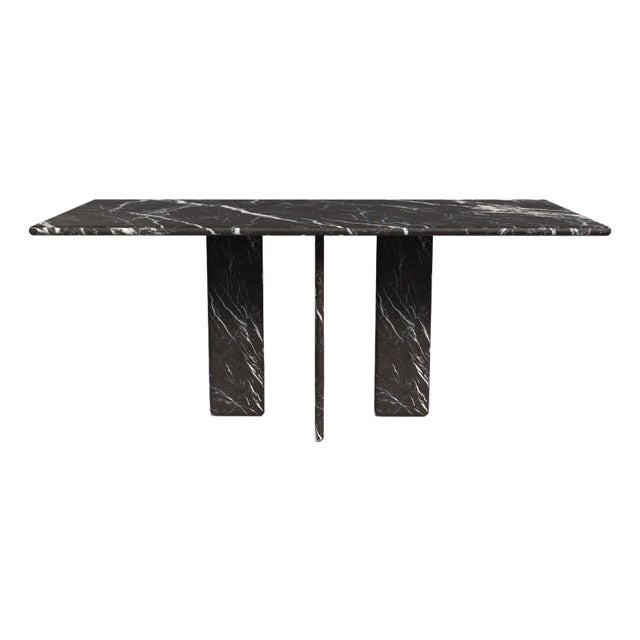 Luna Rectangular Alexander Black Marble Dining Table 80" For Sale
