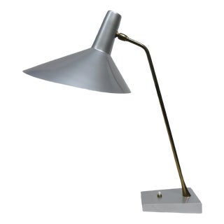 Silvery Gray Brass Table Lamp, 1950s For Sale