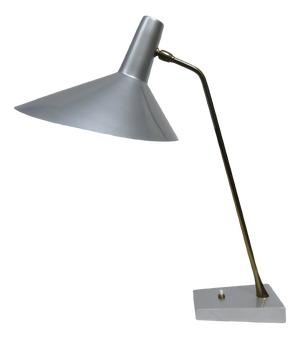 Silvery Gray Brass Table Lamp, 1950s