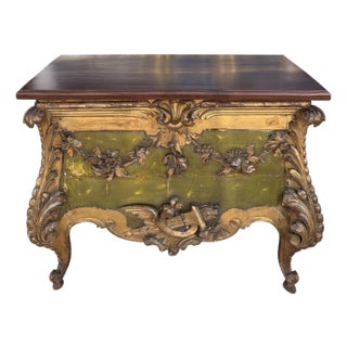 Antique 18th C Louis Vx Giltwood & Walnut Chest Side Table For Sale