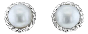 17MM Mobe Omega Back Earrings 14k White Gold, 2 Pieces