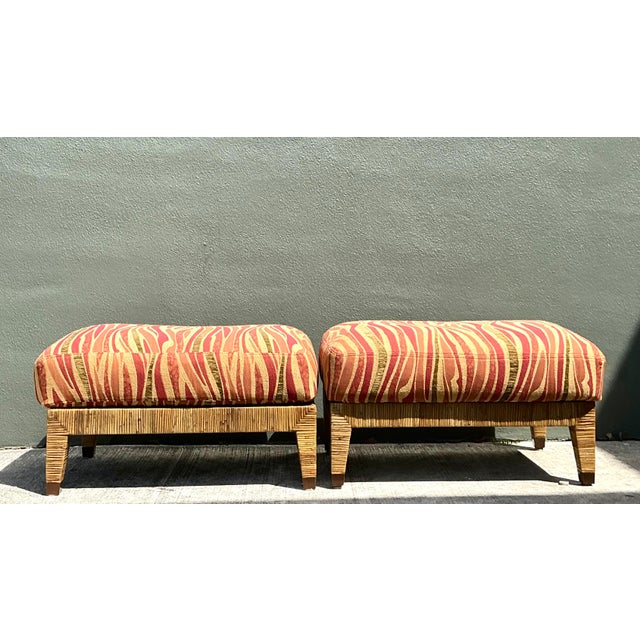 Vintage McGuire Wrapped Rattan Ottomans - A Pair For Sale In West Palm - Image 6 of 12