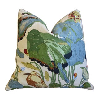 Gp & J Baker Nympheus Floral Linen Feather/Down Pillow 26" Square For Sale