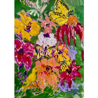 The Secret Garden , Acrylic on Paper ..Birds, Butterflies and Bees For Sale