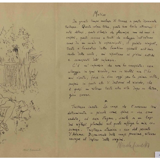 Giovanni Omiccioli, Motivo, Original Lithograph, 1945 For Sale - Image 4 of 5