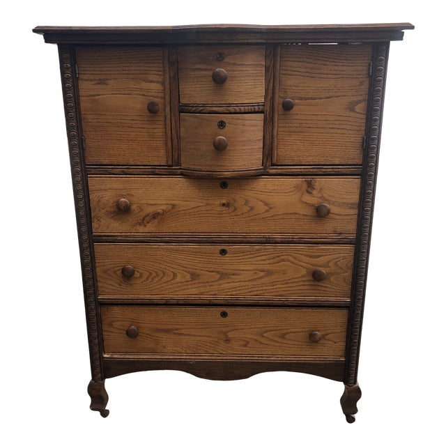 Traditional Oak Highboy Dresser Chairish