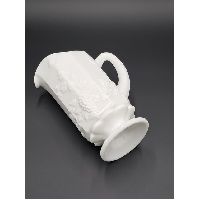 Vintage Westmoreland Milk Glass Paneled Pitcher With Grapevine Design For Sale - Image 6 of 8