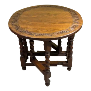 1960s Low Oak Drop Leaf Tea Table
