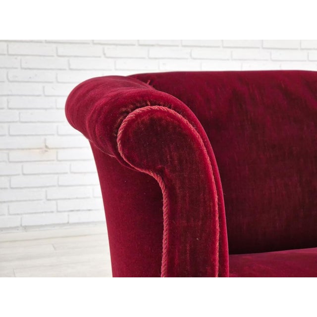 Danish Lounge Chair in Velour & Beech, 1950s For Sale - Image 12 of 18