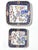 A pair of chinoiserie-style porcelain catchall trays with rich cobalt blue borders, gilt scrollwork, and colorful bird-...