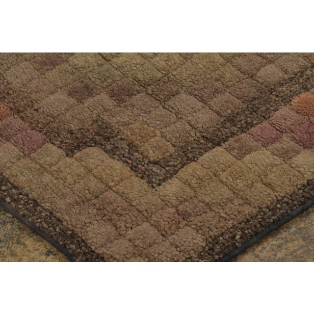 Rug & Kilim Antique Hooked Rug With Multicolor Geometric Medallion Design - Rug & Kilim For Sale - Image 4 of 7
