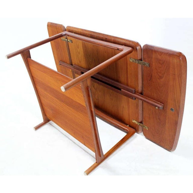 Danish Mid Century Modern Square Solid Teak Drop Leaf Coffee Side Table MINT! For Sale - Image 10 of 10