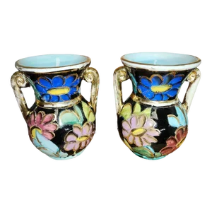 Pair of 1950s Vallauris Floral Vases