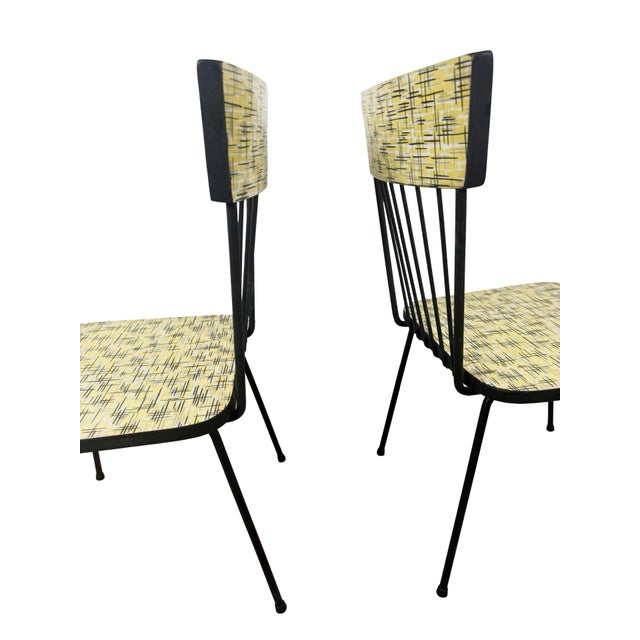 1960s Mid-Century Child’s Dinette Set With Yellow Crosshatch Laminate For Sale - Image 14 of 18