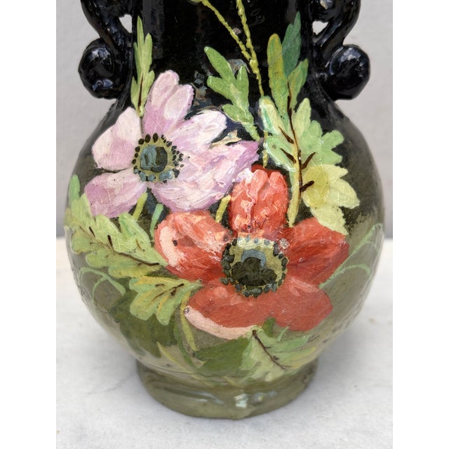19th Century French Flowers Majolica Vase Theodore Lefront For Sale In Austin - Image 6 of 8