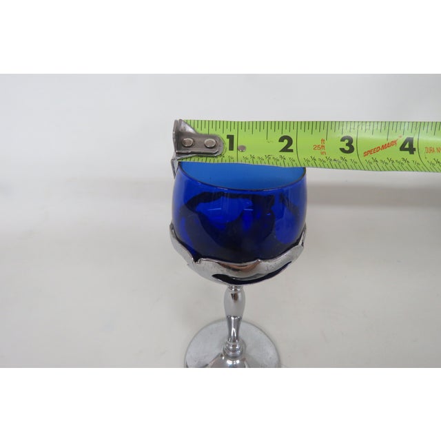 Mid 20th Century Farber Bros Art Deco Liquor Cocktail Glass 1920s Cobalt Blue and Chrome For Sale - Image 12 of 12