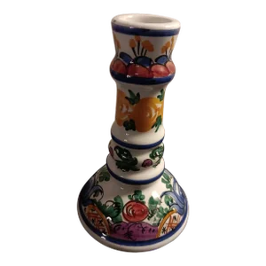 1960s Handpainted Ceramic Single Candlestick Made in Greece