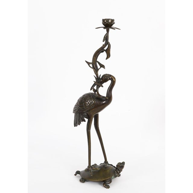 Black Antique Japanese Bronze Pricket Candlesticks, 19th Century, Set of 2 For Sale - Image 8 of 18