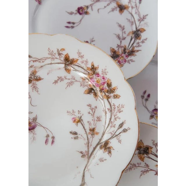 French Hand-Painted Dessert Plates, Set of 12 For Sale - Image 6 of 7