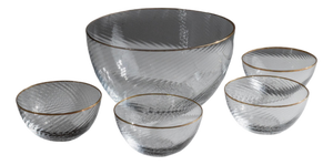 Vintage Glass Bowls with Gilt Rims, 1970s, Set of 5