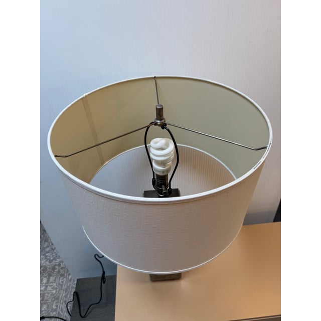 2010s Restoration Hardware Bronze Column Table Lamps, Pair For Sale - Image 5 of 15