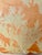 Vintage peach and gold silk pine leaf pillow. Embossed gold pine leaf pattern on peach silk velvet background. Gold silk...