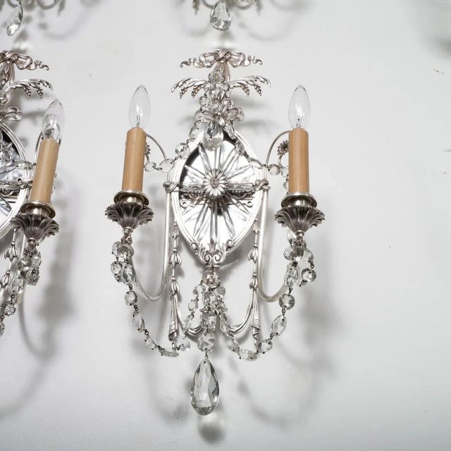 Metal Pair of Silvered Bronze Caldwell Style Sconces For Sale - Image 7 of 8