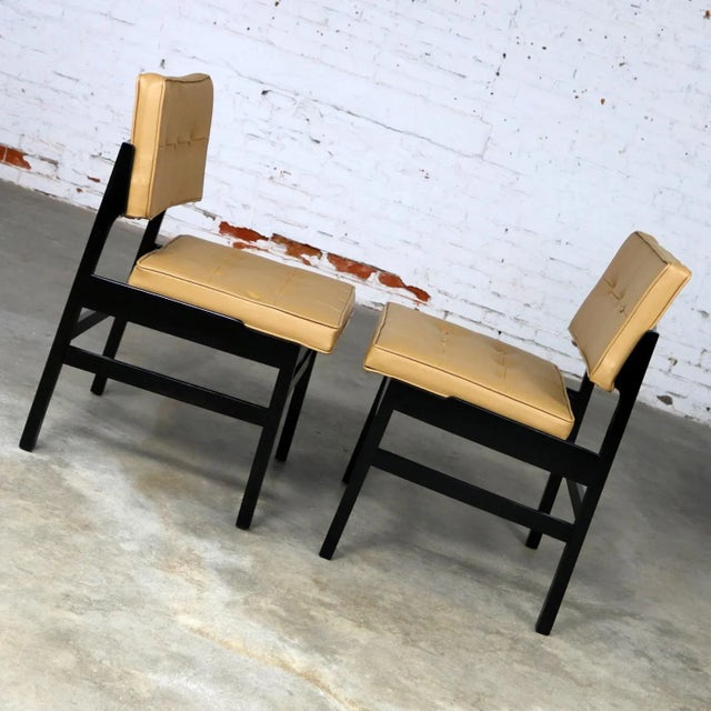 1960s Hibriten Blackened Wood and Faux Leather Mid-Century Modern Chairs - a Pair For Sale - Image 5 of 13