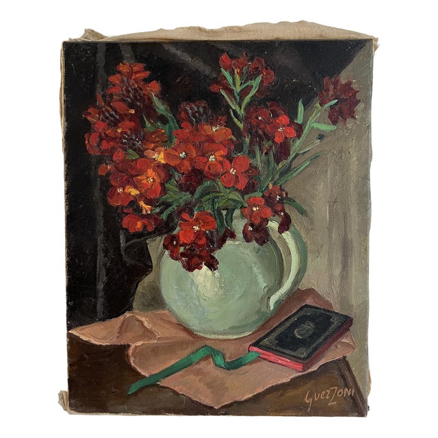Stéphanie Caroline Guerzoni, Bouquet au Pichet, Oil on Canvas For Sale