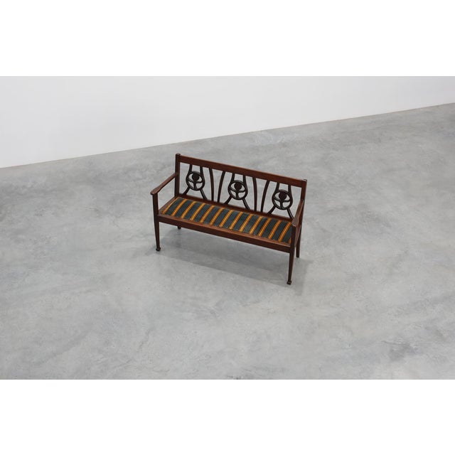 Vintage Art Deco Belgian Bench in Oak, 1920s For Sale - Image 9 of 14