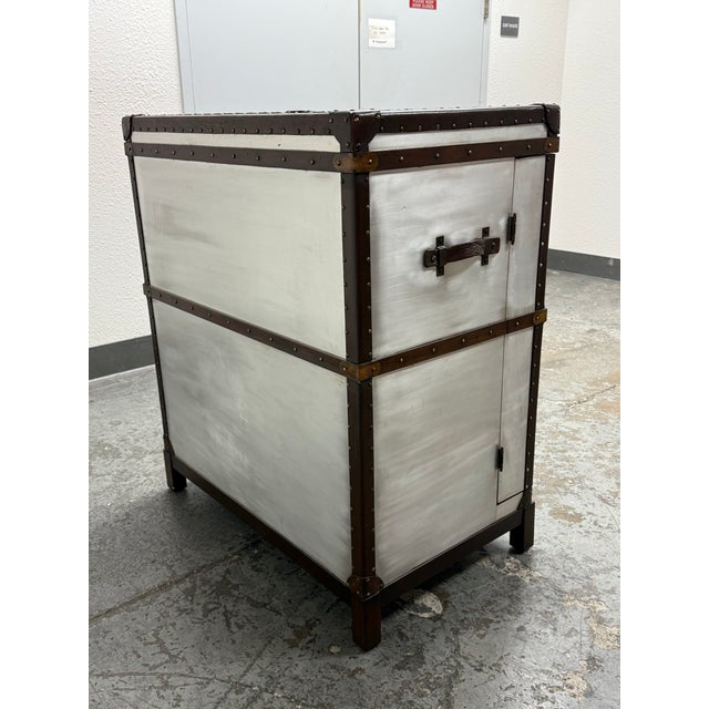 Timothy Oulton for Restoration Hardware Richards’ Style Aluminum Steamer Trunk Bar Cabinet For Sale In San Francisco - Image 6 of 12