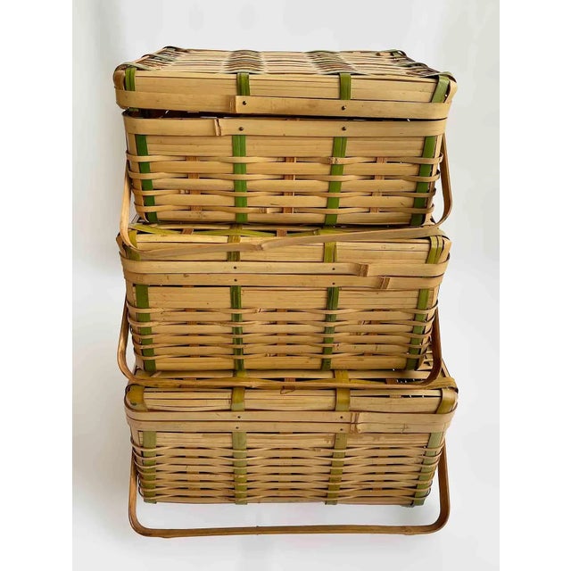 Late 20th Century Picnic Baskets - Set of Three For Sale - Image 5 of 9