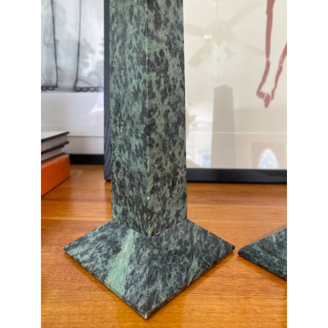 Green Marble Candle Holders - a Pair For Sale - Image 4 of 7