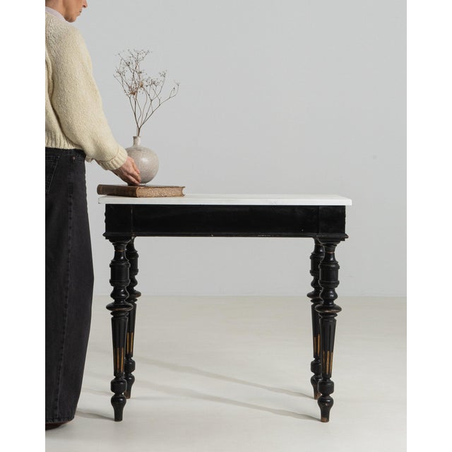 This piece presents as a panel piece, distinguished by black ebonized, floral rosette motif. Dating to 19th Century and...