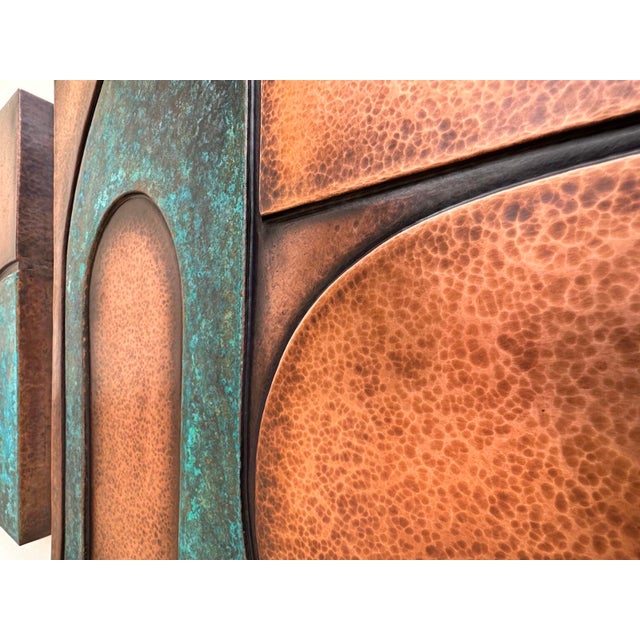 Abstract Geometric Copper Wall Sculpture With Verdigris For Sale - Image 11 of 14