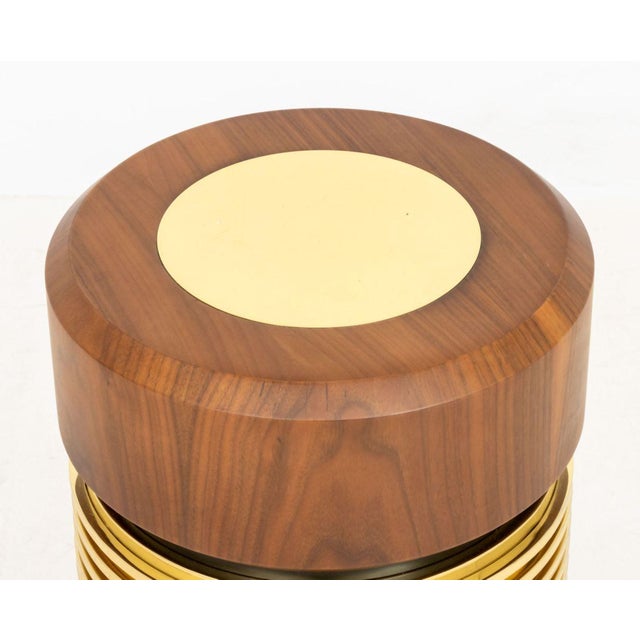 Contemporary Hannoi Walnut and Gold-Tone Brass Side Table For Sale - Image 3 of 7