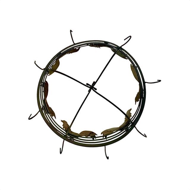 Black Late 20th Century Pan Holder Metal Pot Rack Rooster Design Vintage Country Farmhouse Kitchen Decor For Sale - Image 8 of 8