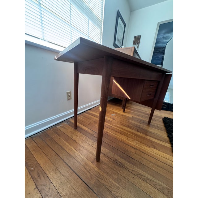 Mid-Century Modern Mid Century Danish Modern Teak Drop-Leaf Executive Desk, 1960s For Sale - Image 3 of 9