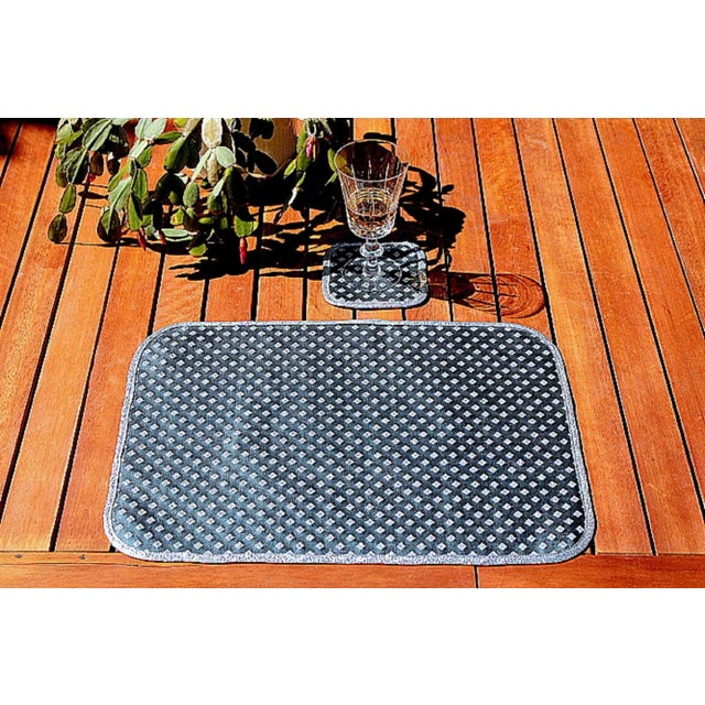 Silver and Grey Geometric Embossed Leatherette Placemats - Set of 4 For Sale - Image 12 of 13