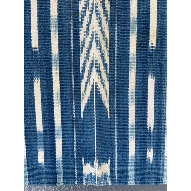 Tribal Hand Woven Natural Indigo and White Cotton Flat Weave Dhurrie Rug For Sale - Image 3 of 9