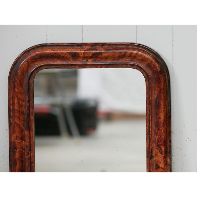 Louis Philippe French 1900s Louis-Philippe Inspired Mirror with Faux Tortoise Painted Frame For Sale - Image 4 of 8