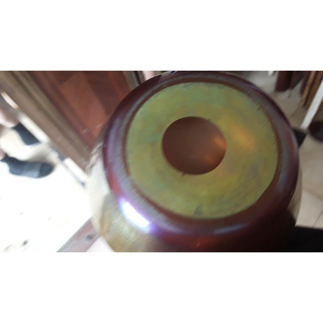 C1910 Frederick Carder Era Steuben Glassworks Large Gold Aurene Art Glass Vase For Sale In Miami - Image 6 of 12