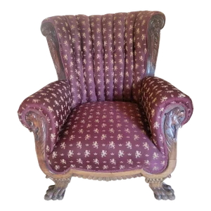 Mid 20th Century One of a Kind, Vintage Marron Wing Back Arm Chair