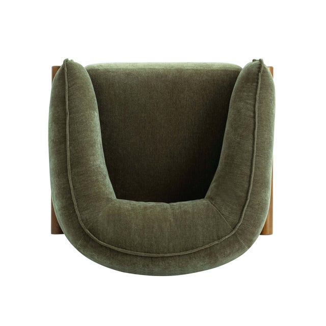 Piedmont Upcycled Chenille Olive Green Accent Chair For Sale In Los Angeles - Image 6 of 8