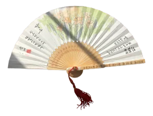 1990s Chinoiserie Hand Painted Fan