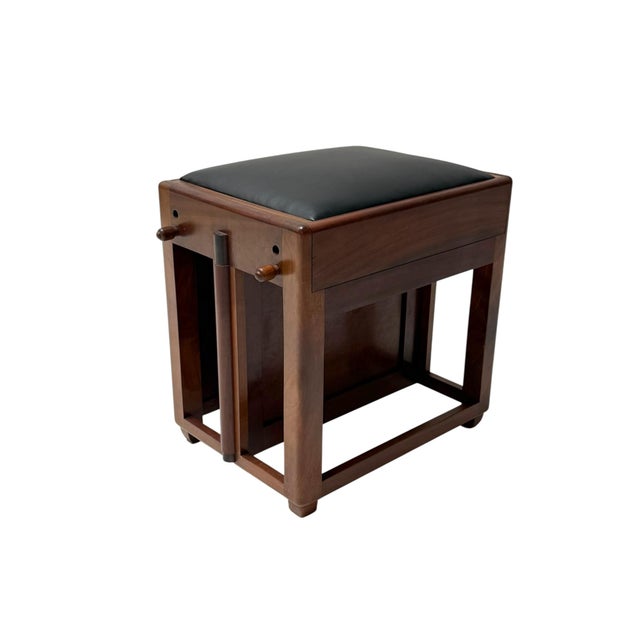 Art Deco Amsterdamse School Stool with Adjustable Leather Seat, 1920s For Sale - Image 6 of 14
